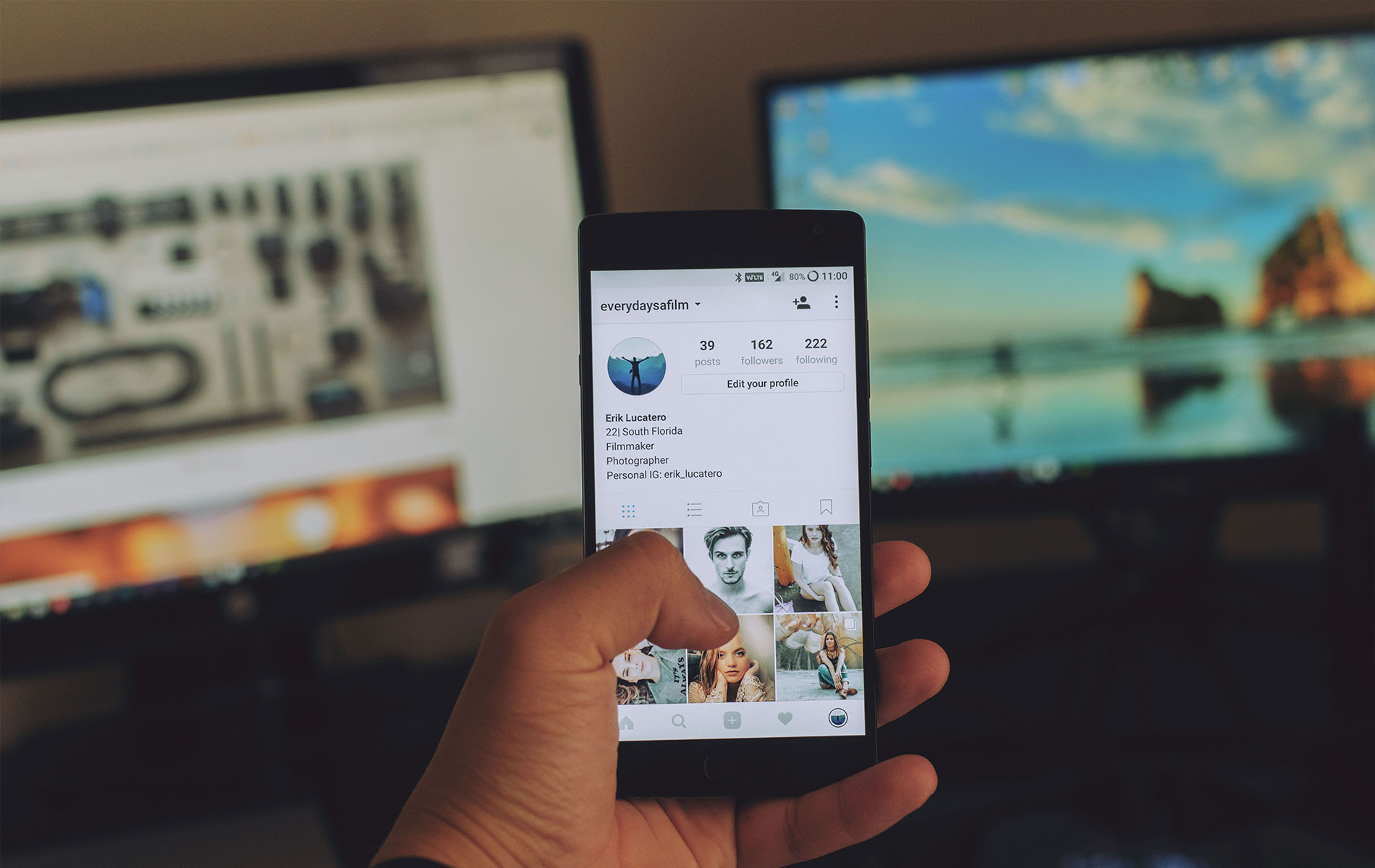 Handy zeigt Instagram Profil